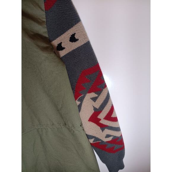 Thread & Supply hooded Jacket olive green utility Aztec knit size meduim - Picture 6 of 7